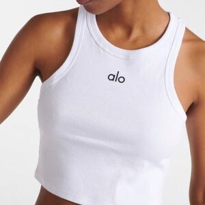 ALO Yoga Ribbed White Tank Top